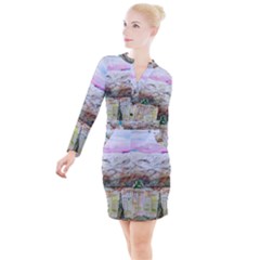 Mendoza City Argentina Mountains Button Long Sleeve Dress by Wegoenart