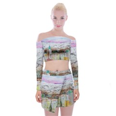 Mendoza City Argentina Mountains Off Shoulder Top With Mini Skirt Set by Wegoenart