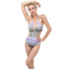 Mendoza City Argentina Mountains Plunging Cut Out Swimsuit by Wegoenart