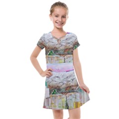 Mendoza City Argentina Mountains Kids  Cross Web Dress by Wegoenart