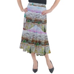 Mendoza City Argentina Mountains Midi Mermaid Skirt