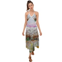 Mendoza City Argentina Mountains Halter Tie Back Dress  by Wegoenart