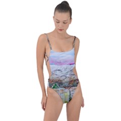 Mendoza City Argentina Mountains Tie Strap One Piece Swimsuit