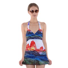 Fitzroy Argentina Chile Patagonia Halter Dress Swimsuit  by Wegoenart