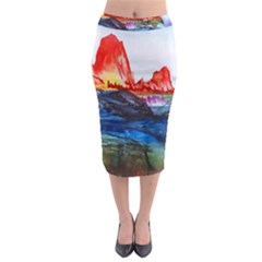 Fitzroy Argentina Chile Patagonia Midi Pencil Skirt by Wegoenart