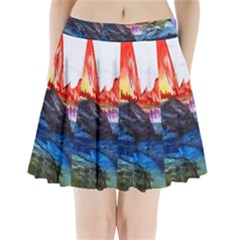 Fitzroy Argentina Chile Patagonia Pleated Mini Skirt by Wegoenart