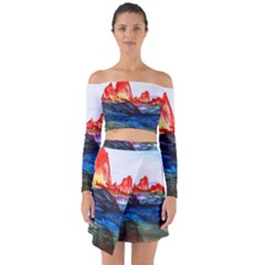 Fitzroy Argentina Chile Patagonia Off Shoulder Top With Skirt Set by Wegoenart