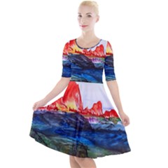 Fitzroy Argentina Chile Patagonia Quarter Sleeve A-line Dress by Wegoenart