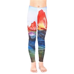 Fitzroy Argentina Chile Patagonia Kids  Leggings by Wegoenart