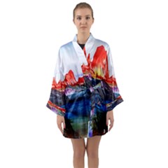 Fitzroy Argentina Chile Patagonia Long Sleeve Satin Kimono by Wegoenart