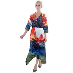 Fitzroy Argentina Chile Patagonia Quarter Sleeve Wrap Front Maxi Dress by Wegoenart