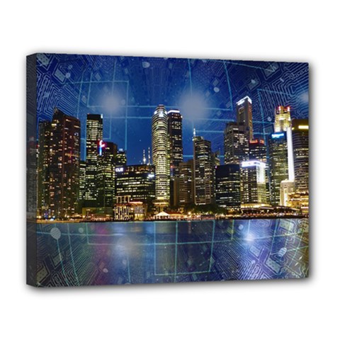 City Smart Modern Future Connect Canvas 14  X 11  (stretched) by Wegoenart