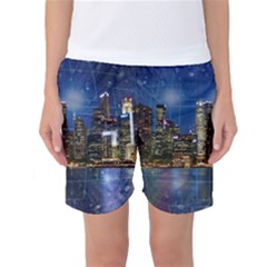 City Smart Modern Future Connect Women s Basketball Shorts by Wegoenart