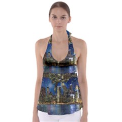 City Smart Modern Future Connect Babydoll Tankini Top by Wegoenart