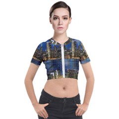 City Smart Modern Future Connect Short Sleeve Cropped Jacket by Wegoenart