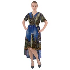 City Smart Modern Future Connect Front Wrap High Low Dress by Wegoenart