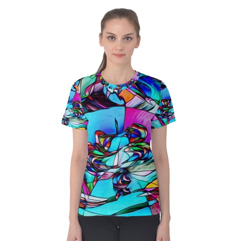 Abstract Flower Painting Women s Cotton Tee by Wegoenart