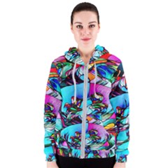 Abstract Flower Painting Women s Zipper Hoodie