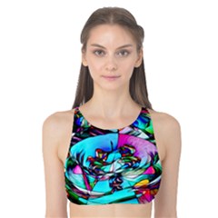 Abstract Flower Painting Tank Bikini Top by Wegoenart