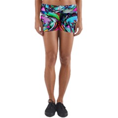 Abstract Flower Painting Yoga Shorts by Wegoenart