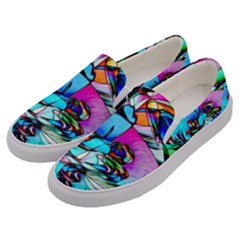 Abstract Flower Painting Men s Canvas Slip Ons by Wegoenart