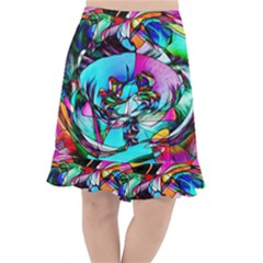 Abstract Flower Painting Fishtail Chiffon Skirt by Wegoenart