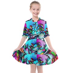 Abstract Flower Painting Kids  All Frills Chiffon Dress