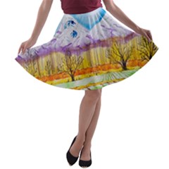 Mendoza Argentina Field Nature A-line Skater Skirt by Wegoenart