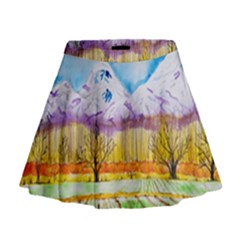 Mendoza Argentina Field Nature Mini Flare Skirt by Wegoenart