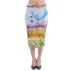 Mendoza Argentina Field Nature Midi Pencil Skirt by Wegoenart