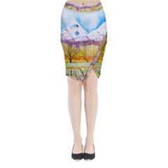 Mendoza Argentina Field Nature Midi Wrap Pencil Skirt by Wegoenart