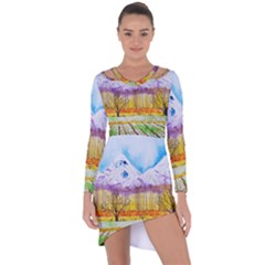 Mendoza Argentina Field Nature Asymmetric Cut-out Shift Dress by Wegoenart