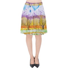 Mendoza Argentina Field Nature Velvet High Waist Skirt by Wegoenart