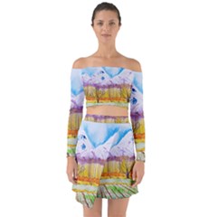 Mendoza Argentina Field Nature Off Shoulder Top With Skirt Set by Wegoenart