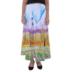 Mendoza Argentina Field Nature Flared Maxi Skirt by Wegoenart