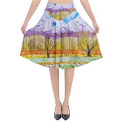 Mendoza Argentina Field Nature Flared Midi Skirt by Wegoenart