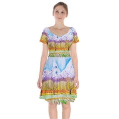 Mendoza Argentina Field Nature Short Sleeve Bardot Dress by Wegoenart