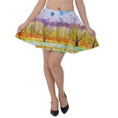 Mendoza Argentina Field Nature Velvet Skater Skirt by Wegoenart