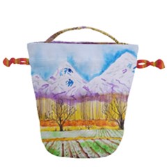 Mendoza Argentina Field Nature Drawstring Bucket Bag by Wegoenart