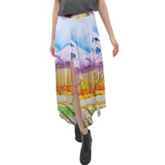 Mendoza Argentina Field Nature Velour Split Maxi Skirt by Wegoenart