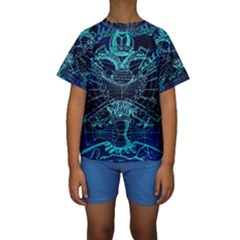 Zodiac Sign Astrology Horoscope Kids  Short Sleeve Swimwear by Wegoenart