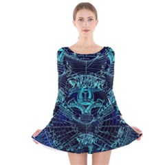 Zodiac Sign Astrology Horoscope Long Sleeve Velvet Skater Dress by Wegoenart