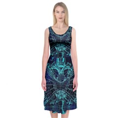 Zodiac Sign Astrology Horoscope Midi Sleeveless Dress by Wegoenart