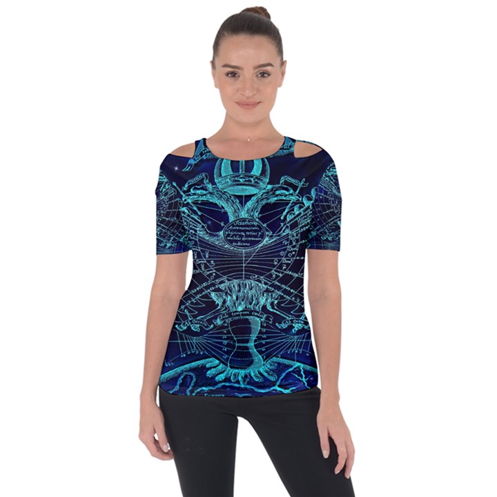 Zodiac Sign Astrology Horoscope Shoulder Cut Out Short Sleeve Top