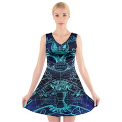 Zodiac Sign Astrology Horoscope V-neck Sleeveless Dress by Wegoenart