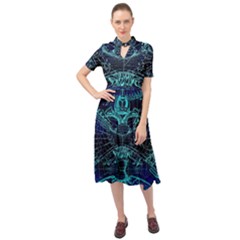 Zodiac Sign Astrology Horoscope Keyhole Neckline Chiffon Dress