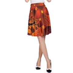 Leaf Autumn Nature Background A-line Skirt by Wegoenart