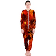 Leaf Autumn Nature Background Onepiece Jumpsuit (ladies) 