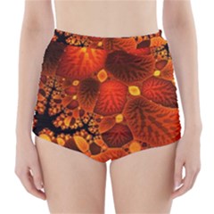 Leaf Autumn Nature Background High-waisted Bikini Bottoms by Wegoenart