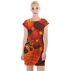 Leaf Autumn Nature Background Cap Sleeve Bodycon Dress by Wegoenart